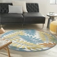 thumbnail image 1 of Nourison Aloha Indoor/Outdoor Tropical Botanical Ivory/Multi 5'3" x round Area Rug, (5' Round), 1 of 9