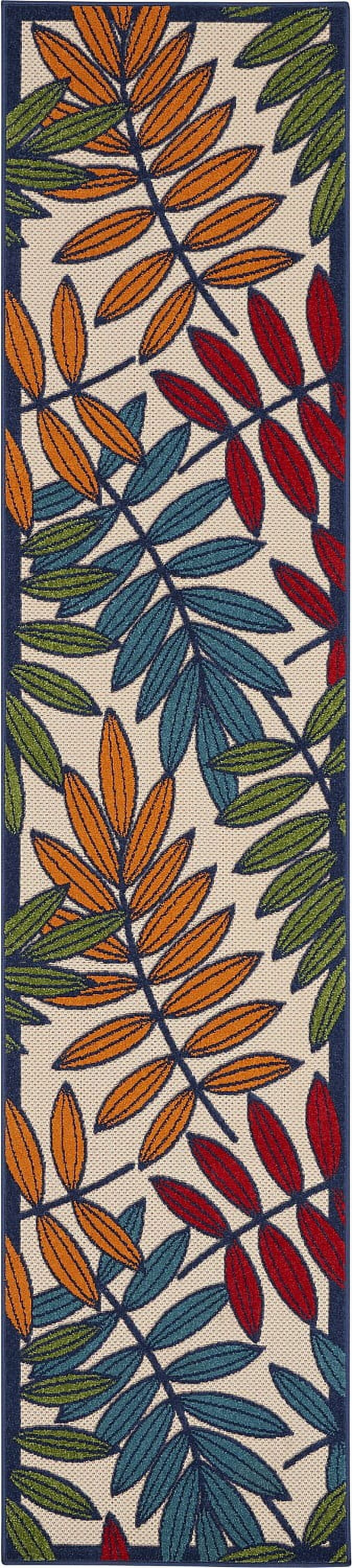 Aloha Multicolor Floral Leaf 2'3" x 10' Synthetic Outdoor Runner
