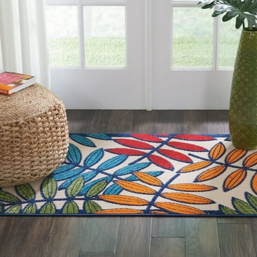Nourison Aloha Indoor/Outdoor Tropical Botanical Multicolor 2'8" x 4' Area Rug, (3' x 4')
