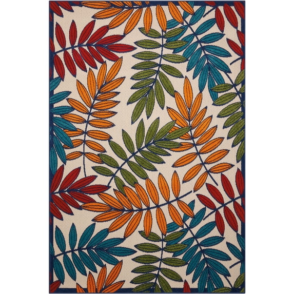 Nourison Aloha Indoor/Outdoor Tropical Botanical Multicolor 3'6" x 5'6" Area Rug, (4' x 6')