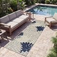 thumbnail image 1 of Nourison Aloha Indoor/Outdoor Tropical Floral Ivory/Navy 2' x 6' Area Rug, (6' Runner), 1 of 12