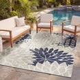 thumbnail image 1 of Nourison Aloha Indoor/Outdoor Tropical Floral Ivory/Navy 3'6" x 5'6" Area Rug, (4' x 6'), 1 of 13