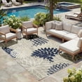 thumbnail image 1 of Nourison Aloha Indoor/Outdoor Tropical Floral Ivory/Navy 7'10" x 10'6" Area Rug, (8' x 11'), 1 of 13