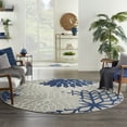 thumbnail image 1 of Nourison Aloha Indoor/Outdoor Tropical Floral Ivory/Navy 7'10" x round Area Rug, (8' Round), 1 of 10