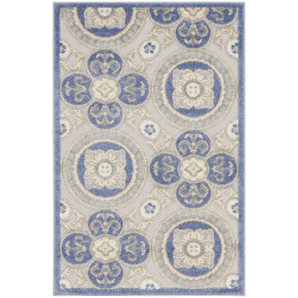 Elegance Blue/Grey Spanish Tile Pattern Outdoor Rug 32"x4"