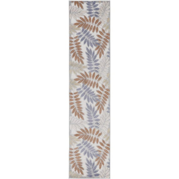 Nourison Aloha Outdoor Blue Mocha 2'3" x 8' Area Rug (2x8)