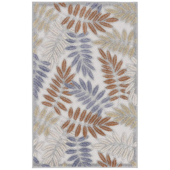 Nourison Aloha Outdoor Blue Mocha 2'8" x 4' Area Rug (3x4)