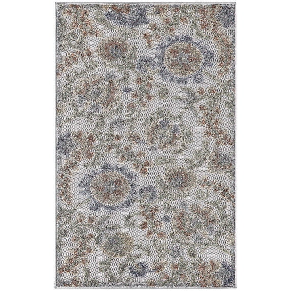 Nourison Aloha Outdoor Ivory Blue 2'8" x 4' Area Rug (3x4)