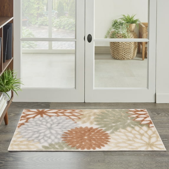 Nourison Aloha Outdoor Ivory Multicolor 2'8" x 4' Area Rug (3x4)