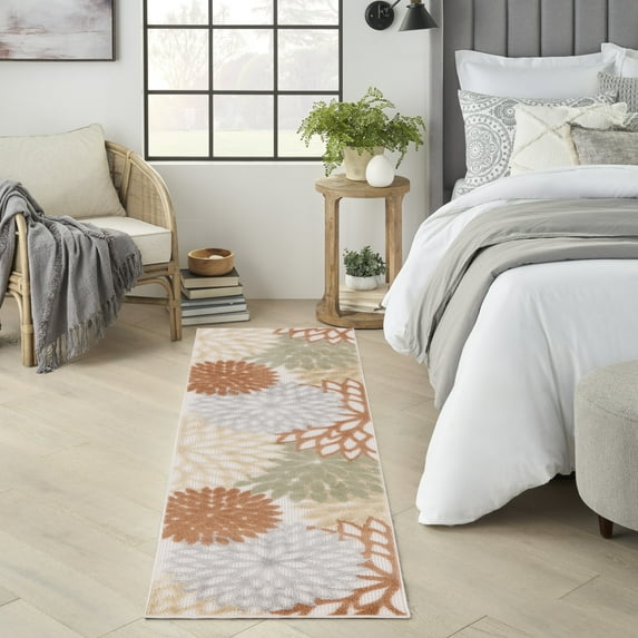 Nourison Aloha Outdoor Ivory Multicolor 2' x 6' Area Rug (2x6)