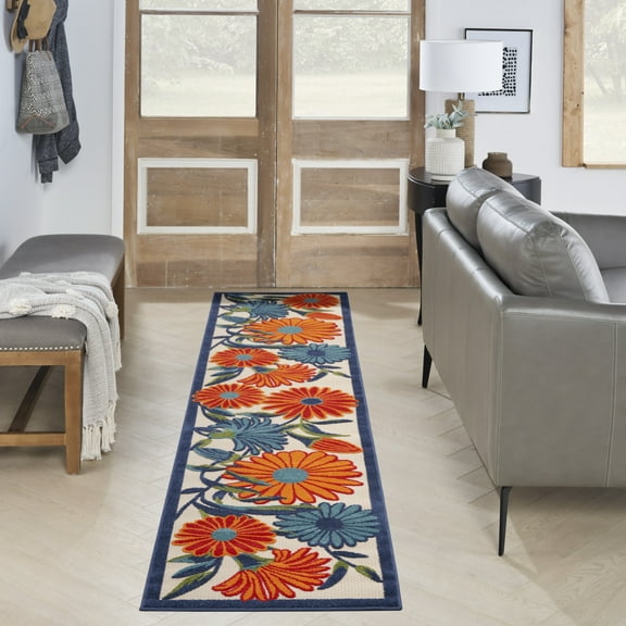 Nourison Aloha Outdoor Multicolor 2'3" x 8' Area Rug (2x8)