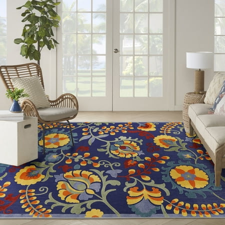 Nourison Aloha Outdoor Navy Multicolor 9' x 12' Area Rug (9x12) product image for price tracking
