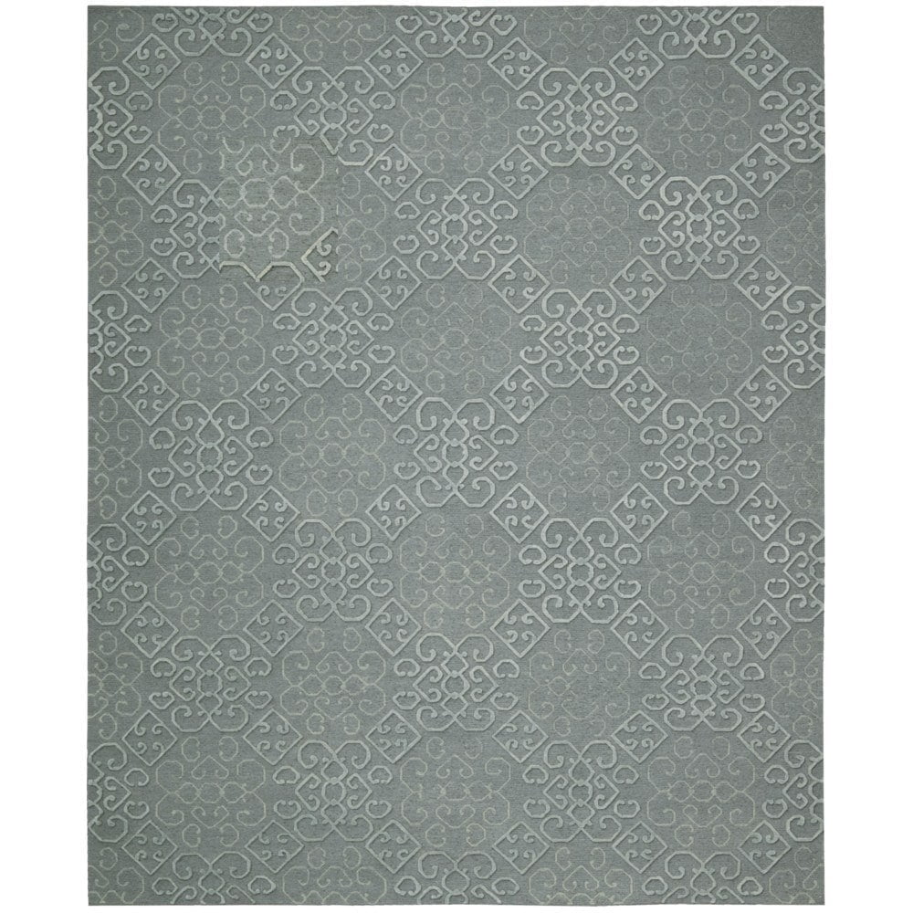 Soumak Weave Elegance Slate Wool 7'9" x 9'9" Area Rug