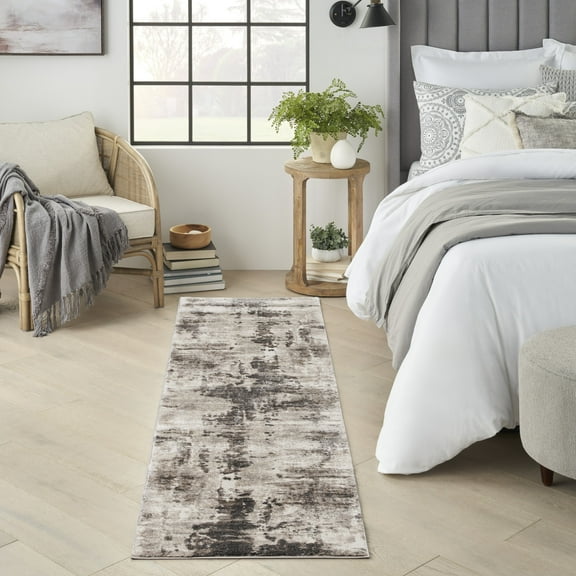 Nourison American Manor 2'2" x 7'6" Ivory/Mocha Modern Indoor Rug