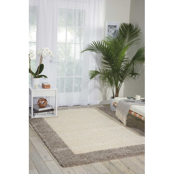 Nourison Amore 7'10" x 10'10" Ivory/Silver Shag Indoor Rug