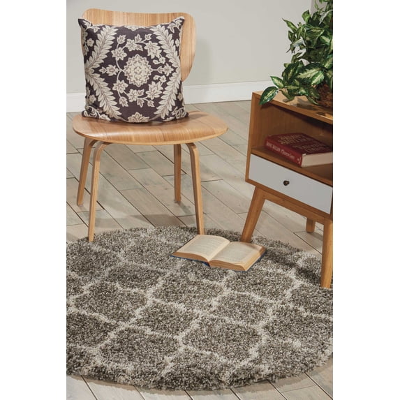 Nourison Amore Stone Shag Area Rug AMOR2 3'11" x 3'11"
