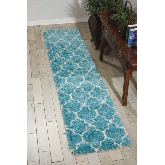 Nourison Amore Moroccan Aqua 2'2" x 7'6" Area Rug, (2x8)