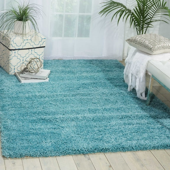 Nourison Amore Shag Aqua 3'11" x 5'11" Area Rug, (4x6)