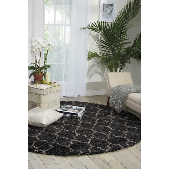 Nourison Amore Shag Charcoal 6'7" x ROUND Area Rug, (7 Round)