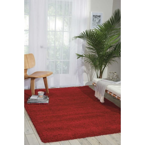 Nourison Amore Shag Red 3'11" x 5'11" Area Rug, (4x6)
