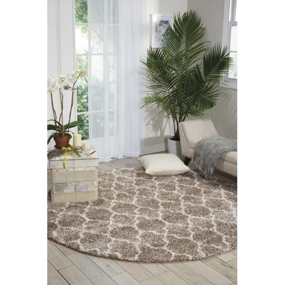 Nourison Amore Stone Shag Area Rug AMOR2 6'7" x 6'7"
