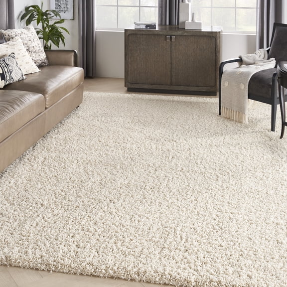 Nourison Amore Solid Cream 7'10" x 10'10" Area Rug, (8x11)