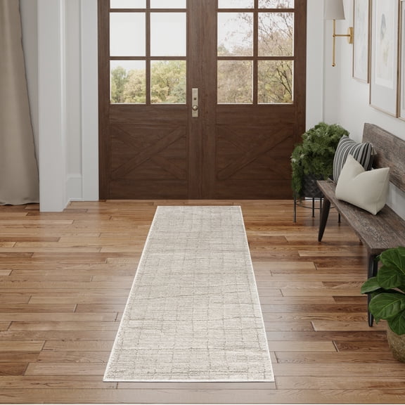 Nourison Andes Abstract Grey 2'2" x 7'6 Area Rug (2x8)