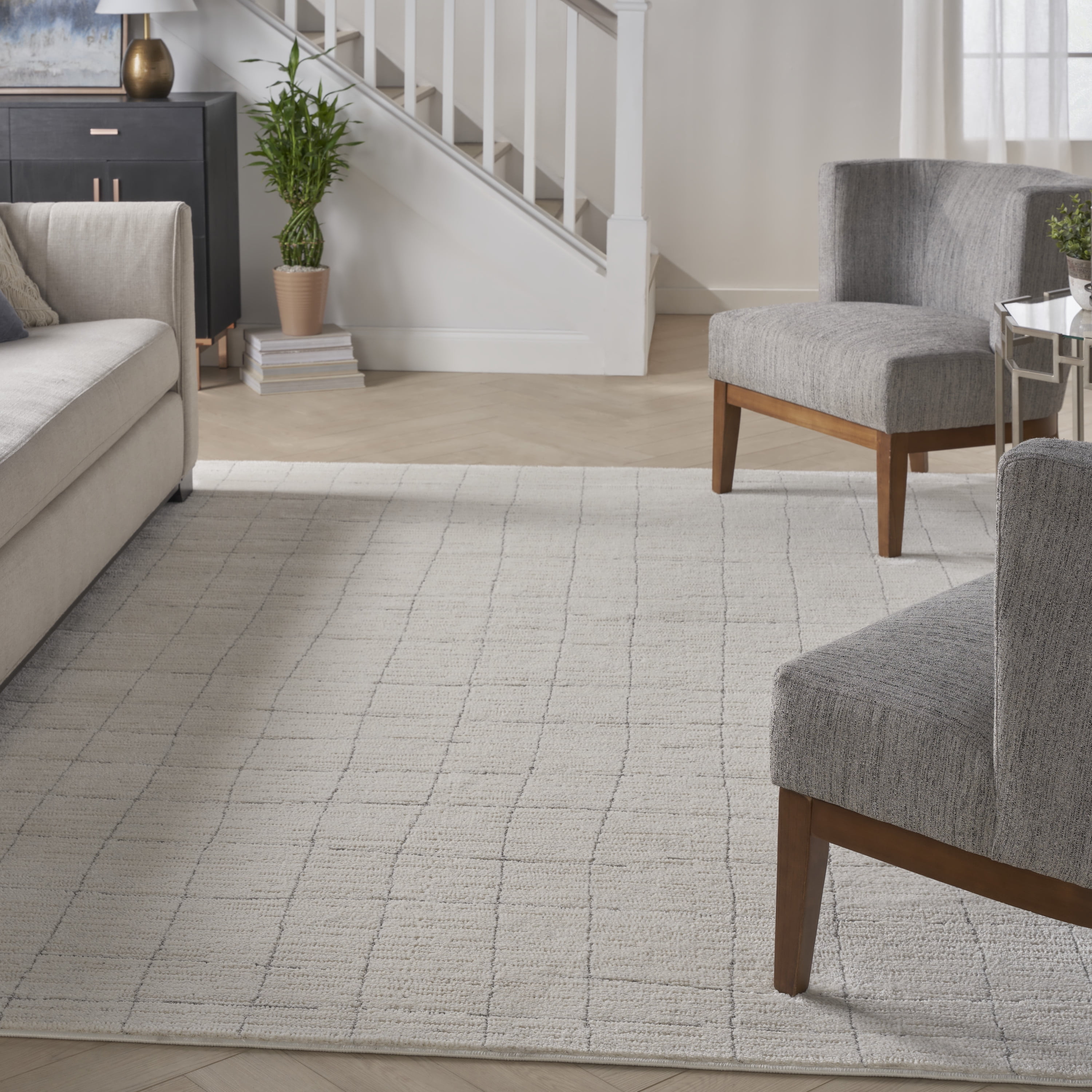 Nourison Andes Abstract Ivory Grey 6' x 9' Area Rug (6x9)
