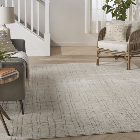 Nourison Andes Abstract Ivory Grey 7'10" x 9'10" Area Rug (8x10)