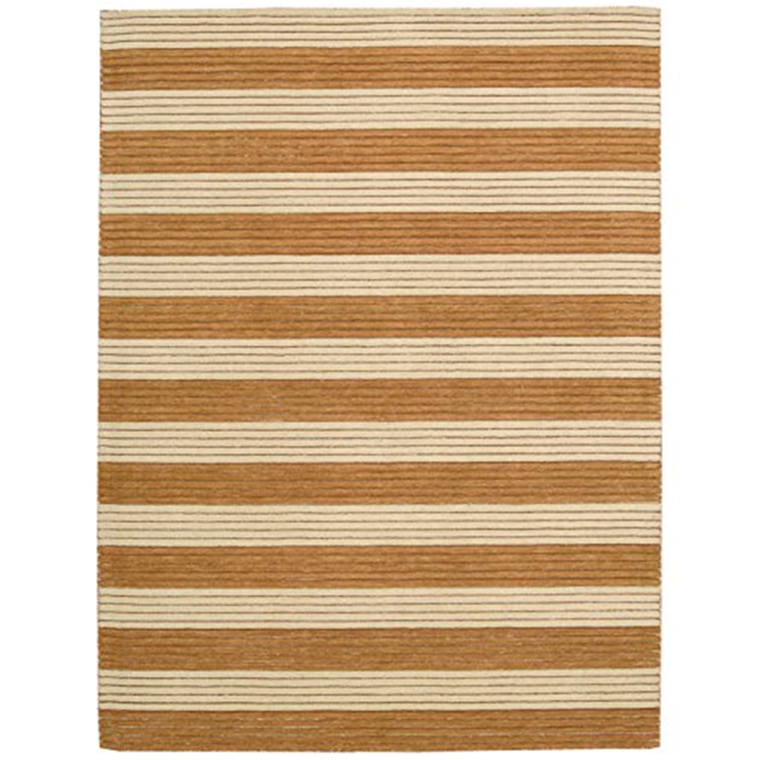 Handmade Pumpkin and Beige Wool Striped Runner Rug