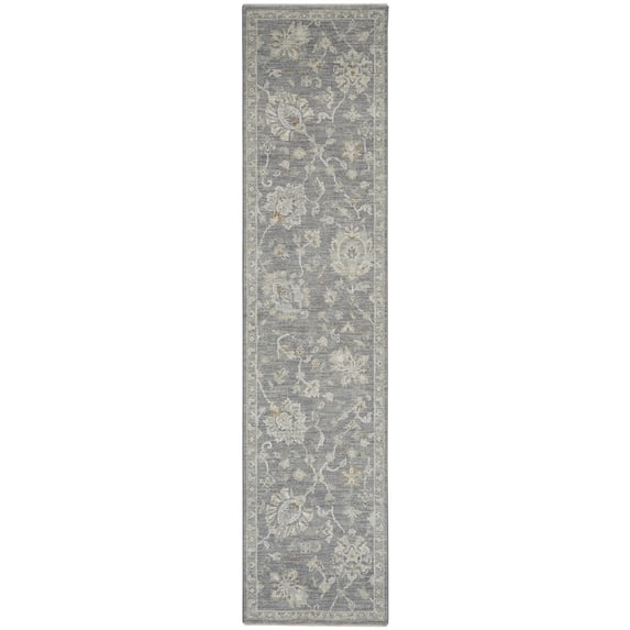 Nourison Asher ASR04 Indoor only Area Rug - Charcoal 2'3" x 10'2"