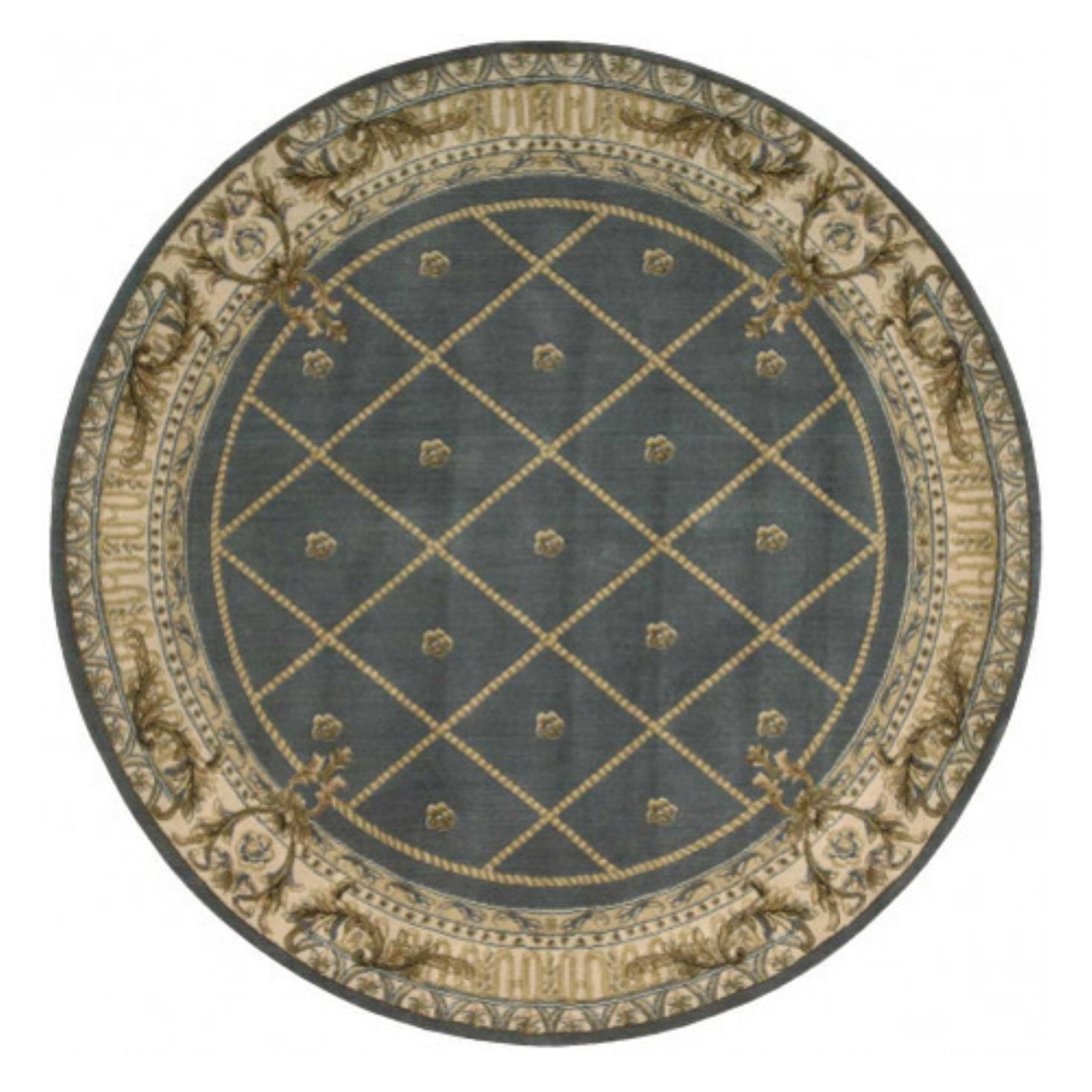 Nourison Ashton House Wool Area Rug Dark Blue 5'6" Round Latex Free