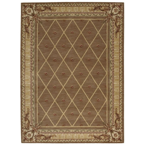 Nourison Ashton House Wool Area Rug Red/Brown 5'6" x 7'5" Latex Free Wool Border 6' x 9' Runner, Indoor Living Room