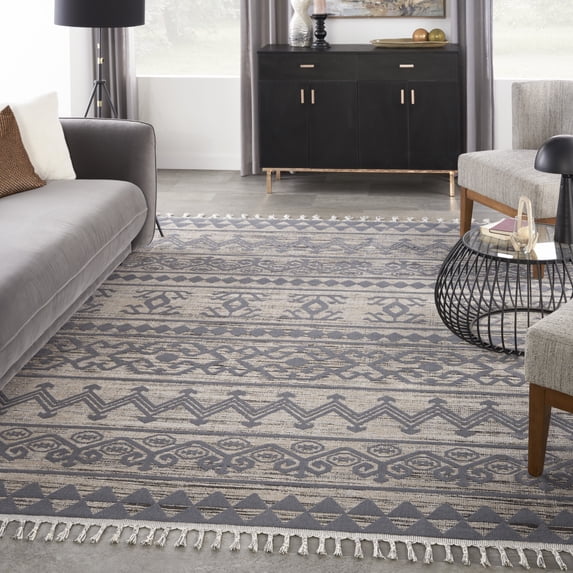 Nourison Asilah Moroccan Abstract Mocha/Charcoal 9' x 12'2" Area Rug, (9x12)