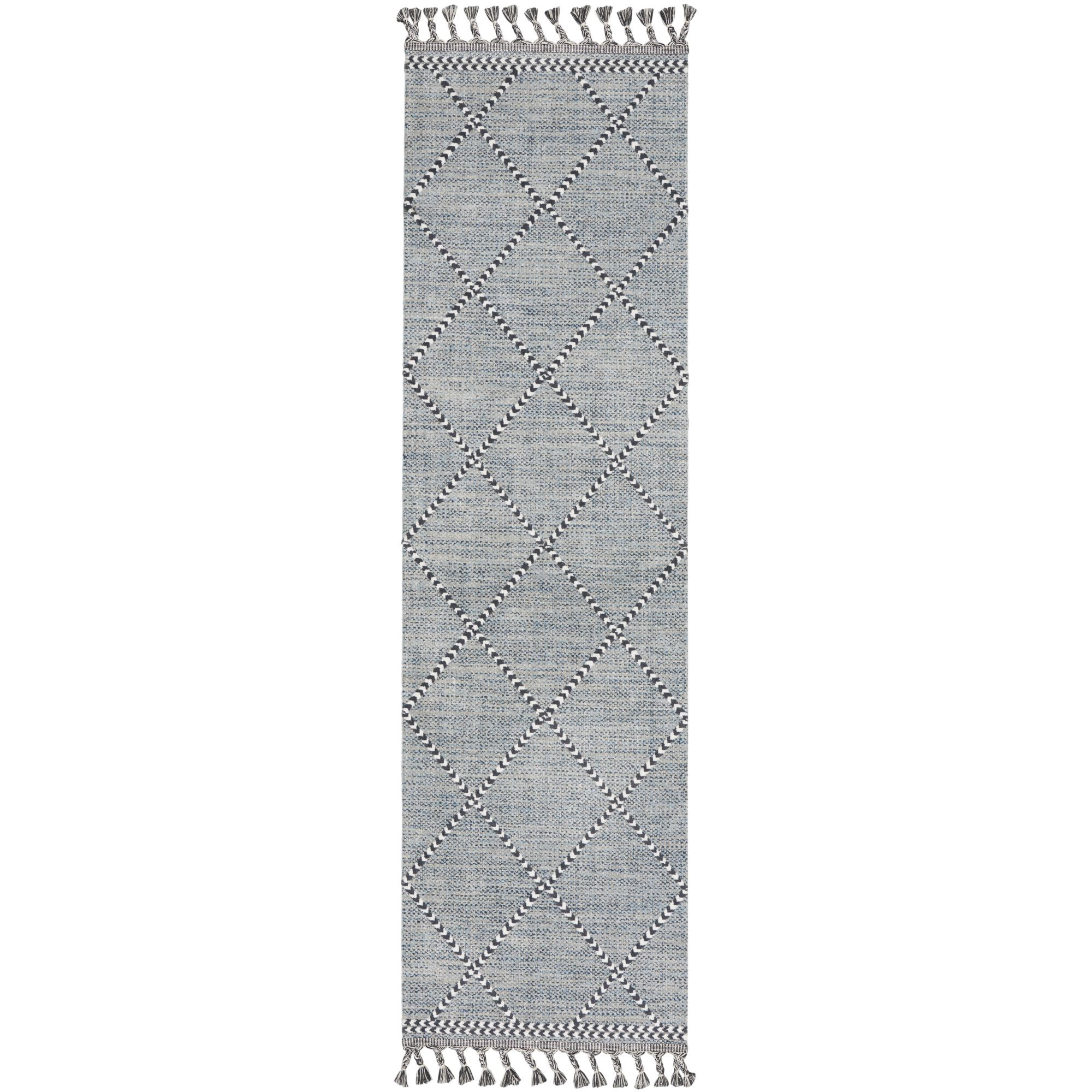 Nourison Asilah 2'2" x 8'2" Light Blue Diamond Indoor Rug