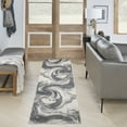 thumbnail image 1 of Nourison Astra Machine Washable 2'2" x 8' Ivory Grey Modern Indoor Rug, 1 of 9