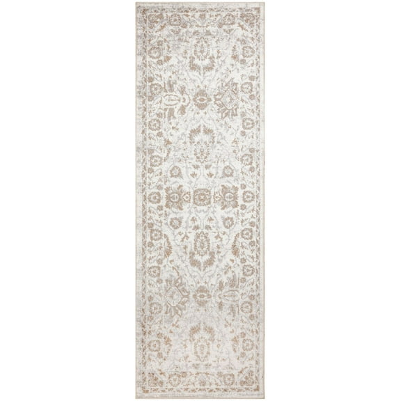 Nourison Astra Machine Washable 2' x 6' Grey Vintage Indoor Area Rug