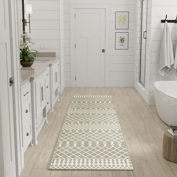 Nourison Astra Machine Washable 2' x 6' Sage Bohemian Indoor Rug