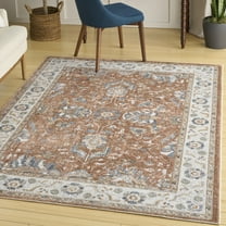 Nourison Astra Machine Washable 4' x 6' Rust Ivory Vintage Indoor Rug