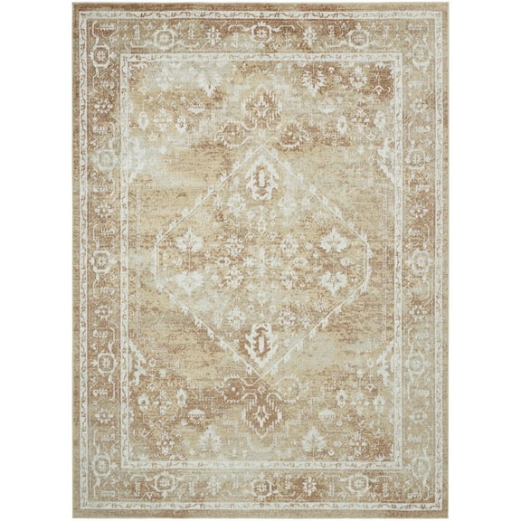 Nourison Astra Machine Washable 4' x 6' Rust Multi-Color Fabric Area Rug