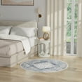 thumbnail image 1 of Nourison Astra Machine Washable 5'3" x Round Blue Ivory Vintage Indoor Rug, 1 of 9