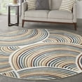 thumbnail image 1 of Nourison Astra Machine Washable 5'3" x Round Ivory Multicolor Mid-Century Modern Indoor Rug, 1 of 9