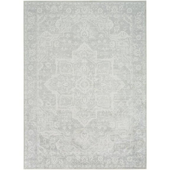 Nourison Astra Machine Washable 5' x 7' Gray Fabric Area Rug