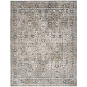 Nourison Astra Machine Washable 67" x 9 Gold Grey Vintage Indoor Flatweave Rug