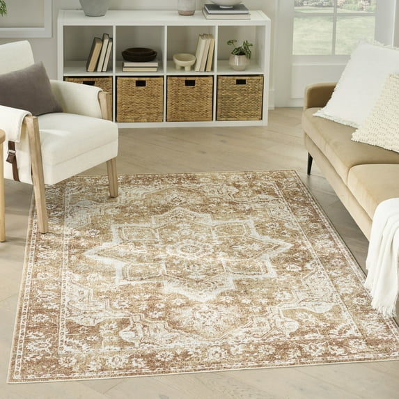 Nourison Astra Machine Washable 6'7" x 9' Rust Vintage Indoor Rug