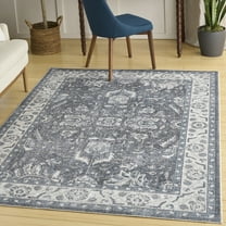 Nourison Astra Machine Washable 6'7" x 9' Slate Vintage Indoor Rug