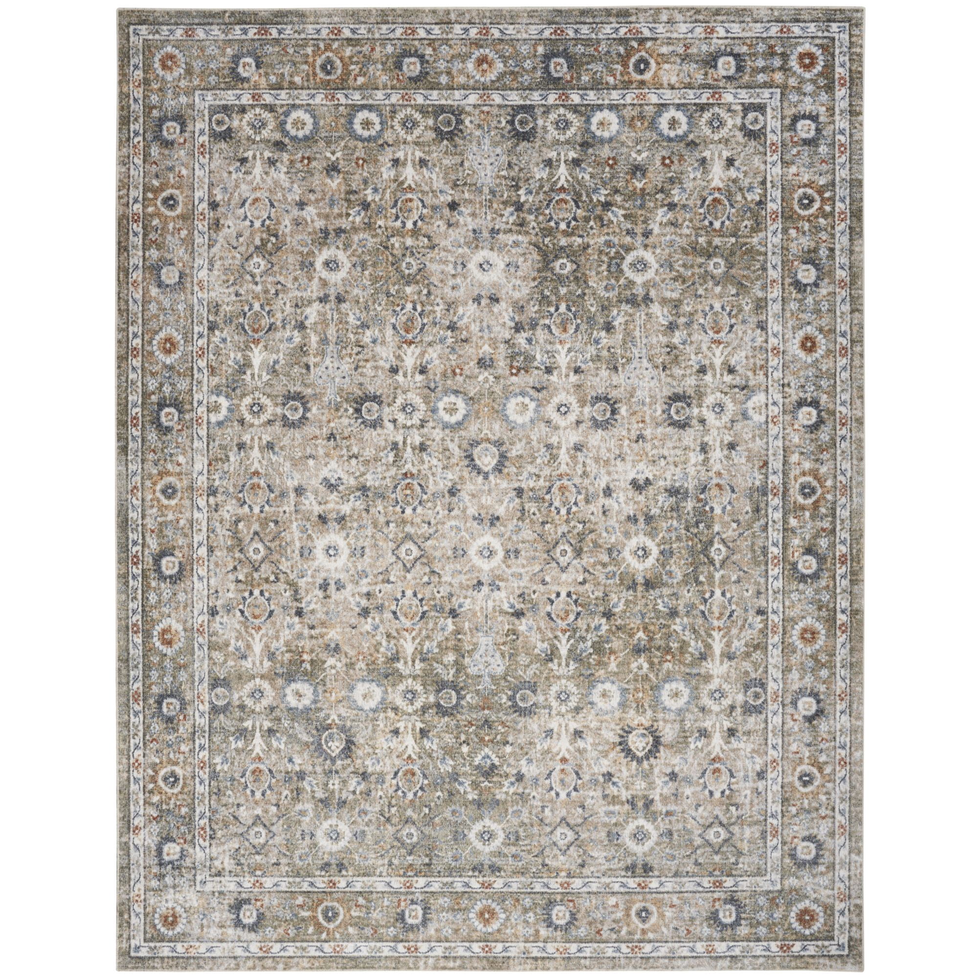Nourison Astra Machine Washable 7'10" x 10' Gold Grey Vintage Indoor Flatweave Rug