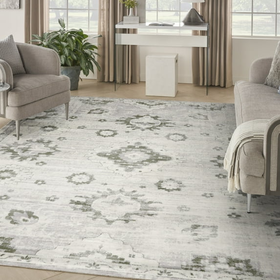 Nourison Astra Machine Washable 9' x 12' Ivory Vintage Indoor Rug