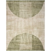 Nourison Astra Machine Washable 9' x 12' Ivory Olive Mid-Century Modern Indoor Flatweave Rug