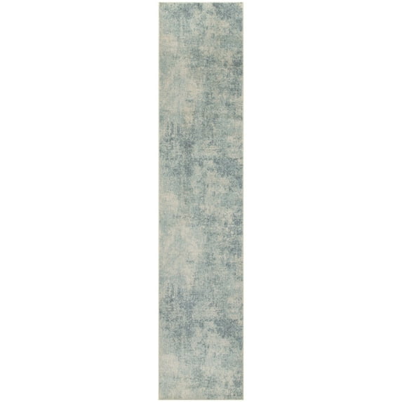 Nourison Astra Machine Washable Abstract Blue Ivory 2'2" x 8' Area Rug (2x8)